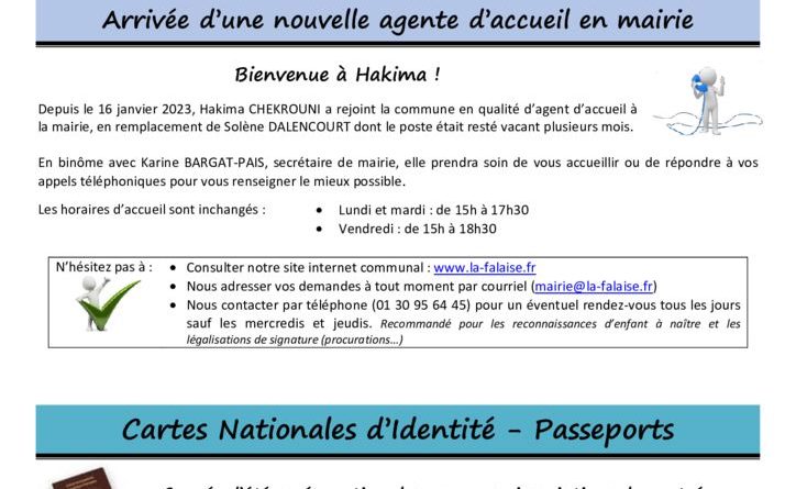 thumbnail of FLASH N° 23 AccueilMairie InscEcole BacDéchetsVerts DéjectionsCanines CNI Passeports Recensement